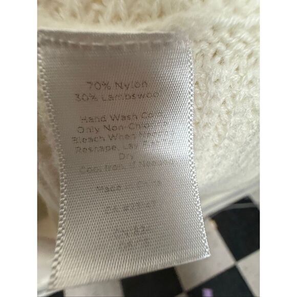 Talbots Ivory Cowl Neck Ribbed Knit Sweater Poncho Sleeve Size L - Picture 3 of 4